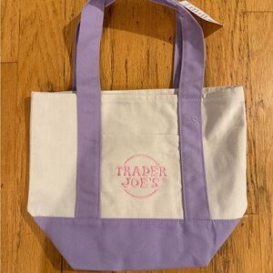 Trader Joe’s Mini Pastel Lavender Canvas Tote Bag 2025/2026 BNWT